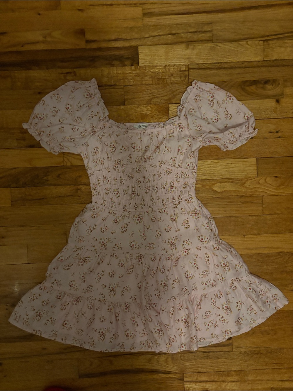 Lilac Floral Smocked woman’s Dress with Puff Sleeves